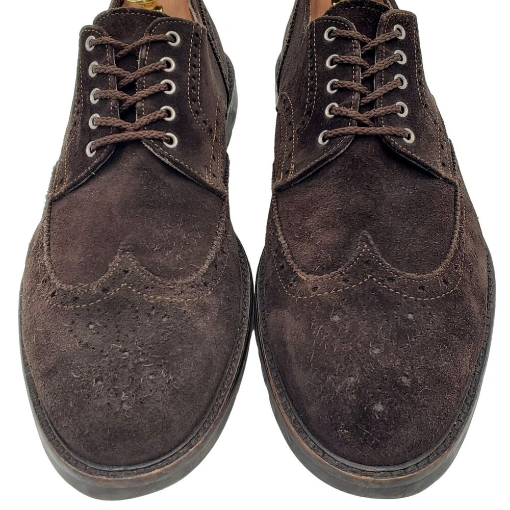 To Boot Adam Derrick Italy Men 11.5 Brown Suede Dress Shoes Wingtip Derby Oxford - Picture 2 of 10